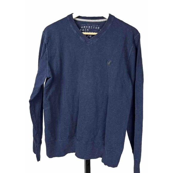 American Eagle Outfitters Tops - American Eagle Outfitters Sweatshirt Long Sleeve V Neck Top Blue Women Large AEO